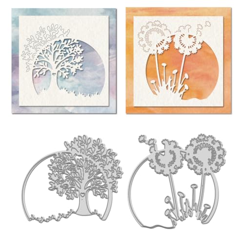 WADORN 2 x Stanzform Mit Baumrahmen Für Karten. Metall Stanzschablonen Mit Löwenzahnbaum Hintergrund Runder Rahmen Baum Scrapbooking Dekorative Prägeschablone Für Scrapbook Einladungen WADORN 2 x Stanzform Mit Baumrahmen Für Karten. Metall Stanzschablonen Mit Löwenzahnbaum Hintergrund Runder Rahmen Baum Scrapbooking Dekorative Prägeschablone Für Scrapbook Einladungen von WADORN