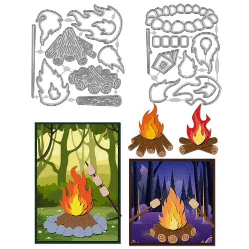 WADORN 2 x Stanzschablone Mit Lagerfeuer Muster. Präge Stanzformen Mit Wald Lagerfeuer Vorlage Set Mit Feuer Motiv Metall Stanzformen Für Die Herstellung von Scrapbooking WADORN 2 x Stanzschablone Mit Lagerfeuer Muster. Präge Stanzformen Mit Wald Lagerfeuer Vorlage Set Mit Feuer Motiv Metall Stanzformen Für Die Herstellung von Scrapbooking von WADORN