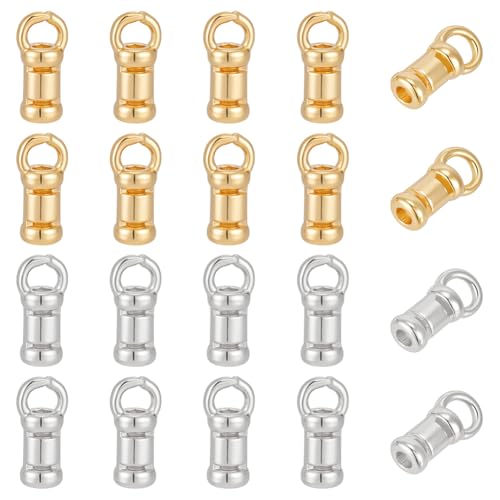 WADORN 20 Stück 2 Farben 925 Sterling Silber Crimp Endkappen Lederschnurenden zum Einkleben Endkappen für Lederschnur Draht Faden DIY Handwerk Halskette Armband Schmuckherstellung, Loch: 1,2 mm WADORN 20 Stück 2 Farben 925 Sterling Silber Crimp Endkappen Lederschnurenden zum Einkleben Endkappen für Lederschnur Draht Faden DIY Handwerk Halskette Armband Schmuckherstellung, Loch: 1,2 mm von WADORN