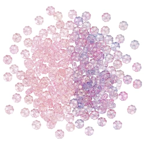 WADORN 200 Stück 2 Farben Glasblumenperlen Vierblättriges Kleeblatt Tschechische Kristallperlen Ästhetische Süße Florale Abstandsperlen Charms Für Halsketten Armbänder Ohrringe 7.5x4.5mm von WADORN