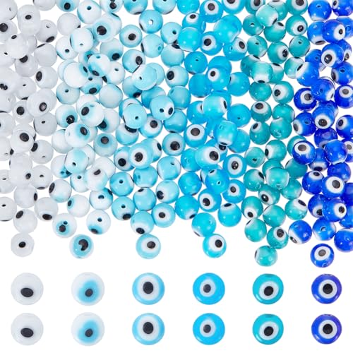 WADORN 210 Stück 6 Farben Böser Blick Glasperlen, 6mm Handgefertigte Lampwork Perlen Mit Bösem Blick 1mm Loch Rund Armband Bastelverbinder Augapfel Lose Abstandsperlen Für DIY Ohrring Halsketten WADORN 210 Stück 6 Farben Böser Blick Glasperlen, 6mm Handgefertigte Lampwork Perlen Mit Bösem Blick 1mm Loch Rund Armband Bastelverbinder Augapfel Lose Abstandsperlen Für DIY Ohrring Halsketten von WADORN