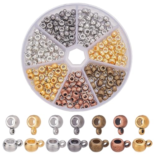 WADORN 210 Stück 7 Farben Tube Bail Perlen Für Schmuckherstellung, Gold Silber Links Säulen Abstandshalter Lose Perlen Legierung Aufhänger Baumelnder Verbindungsstück Charms Für Armband Halskette von WADORN