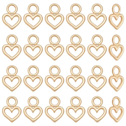 WADORN 24 Stück 18 Karat vergoldete Herzanhänger, goldene, hohle Herzanhänger, Metall, offene Rückseite, Lünettenrahmen, blanko, baumelnder Anhänger für DIY-Schmuckherstellung, Ohrringe, Halsketten von WADORN