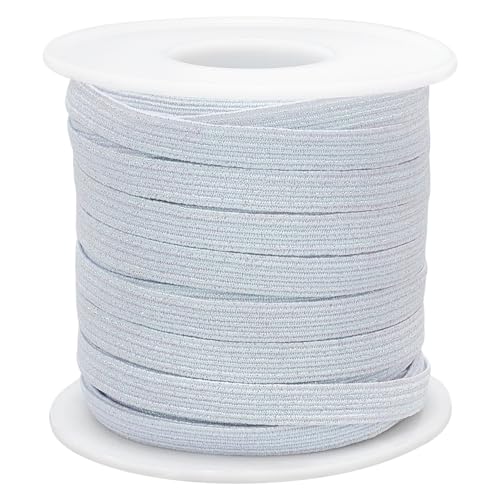 WADORN 24 Yards DIY Nähen Gummiband, 6 mm Flache Elastische Kordel Aus Polyester, Glitzerndes Geflochtenes Band, Dehnbare Elastische Kordel Für Bastelprojekte, Hosen, Röcke, Silbern Silberfarbig WADORN 24 Yards DIY Nähen Gummiband, 6 mm Flache Elastische Kordel Aus Polyester, Glitzerndes Geflochtenes Band, Dehnbare Elastische Kordel Für Bastelprojekte, Hosen, Röcke, Silbern Silberfarbig von WADORN