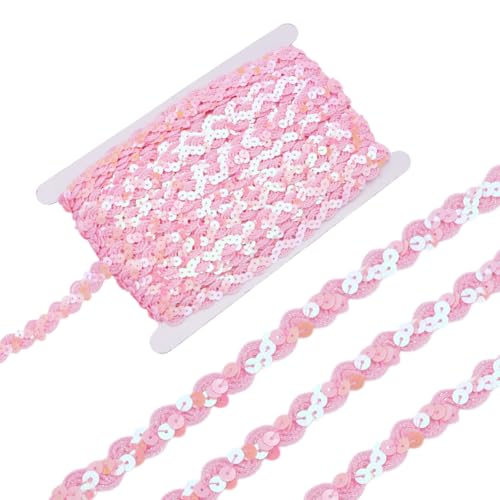 WADORN 25 m Spitzenbesatz Mit Glitzerpailletten 15mm Flacher Glitzer Paillettenstreifen Zum Nähen Basteln Flache Pailletten Geflochtene Spitzenbänder Stoff Für DIY Tanzkleider Stirnbänder Rosa WADORN 25 m Spitzenbesatz Mit Glitzerpailletten 15mm Flacher Glitzer Paillettenstreifen Zum Nähen Basteln Flache Pailletten Geflochtene Spitzenbänder Stoff Für DIY Tanzkleider Stirnbänder Rosa von WADORN