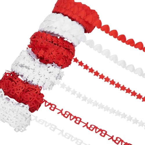 WADORN 27,7 m Herz-Stern-Babybänder zum Basteln, 6 Stile, Valentinstag, Liebe, Herzband, rot-weiß, Prägung, mehrfarbig, Geschenkbänder für Blumenstrauß, Dekoration, Hochzeitsbedarf WADORN 27,7 m Herz-Stern-Babybänder zum Basteln, 6 Stile, Valentinstag, Liebe, Herzband, rot-weiß, Prägung, mehrfarbig, Geschenkbänder für Blumenstrauß, Dekoration, Hochzeitsbedarf von WADORN