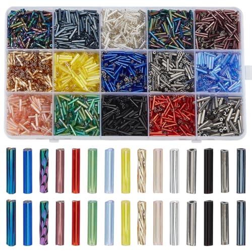 WADORN 2818 Stück 15 Farben Lange Glasperlen, 9mm Glasperlen Gedrehte Abstandshalter Lose Perlen Gemischte Farben Bastelperlen Für DIY Armbänder Halsketten Basteln Schmuckherstellung WADORN 2818 Stück 15 Farben Lange Glasperlen, 9mm Glasperlen Gedrehte Abstandshalter Lose Perlen Gemischte Farben Bastelperlen Für DIY Armbänder Halsketten Basteln Schmuckherstellung von WADORN