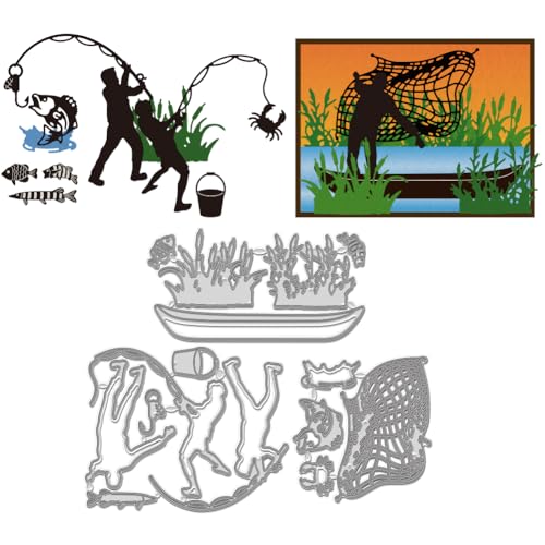 WADORN 3 Stück Angelfisch Motiv Stanzformen Aus Kohlenstoffstahl, Angellandschaft Stanzschablone Für Heimwer Kerarbeiten Angel Thema Metall Prägeschablonen Vorlage Für Karten Scrapbooking Alben WADORN 3 Stück Angelfisch Motiv Stanzformen Aus Kohlenstoffstahl, Angellandschaft Stanzschablone Für Heimwer Kerarbeiten Angel Thema Metall Prägeschablonen Vorlage Für Karten Scrapbooking Alben von WADORN