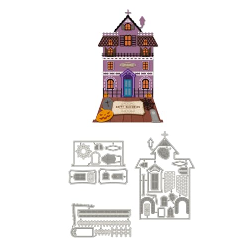 WADORN 3 Stück Halloween Haus Metall Stanzschablonen Stanzformen, Halloween Motiv Aus Karbonstahl Set Für DIY Karten Prägevorlage Aus Karbonstahl Für Dekorative Fotoalben WADORN 3 Stück Halloween Haus Metall Stanzschablonen Stanzformen, Halloween Motiv Aus Karbonstahl Set Für DIY Karten Prägevorlage Aus Karbonstahl Für Dekorative Fotoalben von WADORN