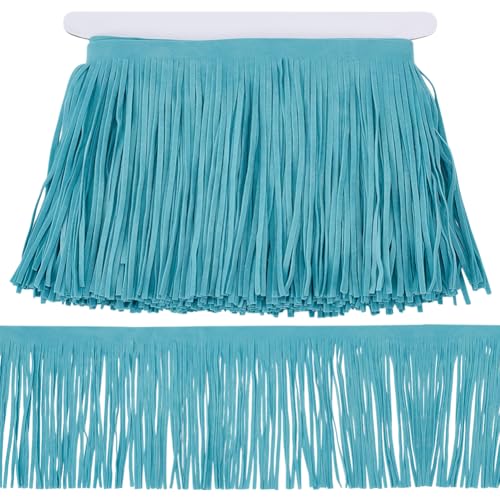 WADORN 3 m 15cm Fransenbesatz Aus PU Kunstleder, Doppelseitige Leder Wildleder Quastenbesätze Leder Brasilien Quasten Fransen Edging Band Verschönerungsdekoration, Blau WADORN 3 m 15cm Fransenbesatz Aus PU Kunstleder, Doppelseitige Leder Wildleder Quastenbesätze Leder Brasilien Quasten Fransen Edging Band Verschönerungsdekoration, Blau von WADORN