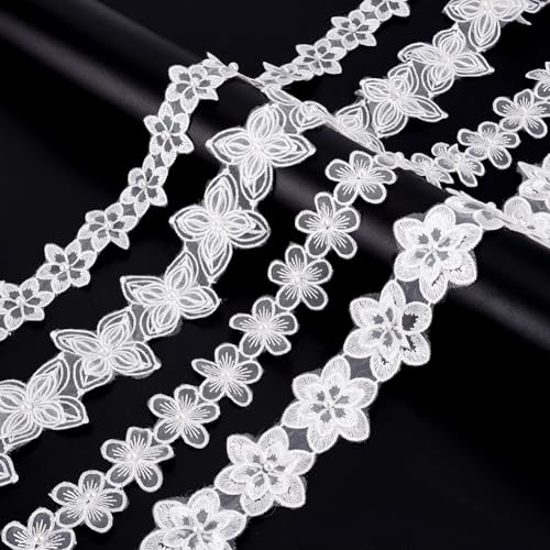 WADORN 3.65 m 4 Stile Blumen Organza Spitzenrandband Blumenbesatz Bestickte Applikation Mit Kunstperlen Zum Aufnähen von Dekorationen Für Hochzeitskleider WADORN 3.65 m 4 Stile Blumen Organza Spitzenrandband Blumenbesatz Bestickte Applikation Mit Kunstperlen Zum Aufnähen von Dekorationen Für Hochzeitskleider von WADORN