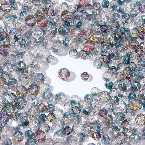 WADORN 336 Stück 8mm 6mm Glas Rondelle Kristallperlen Funkelnde Facettierte Kristall Rundperlen Gemischte Farben Abstandsperlen Für Armbänder Halsketten Ohrringe Basteln Urlaubsgeschenke Heimdekor von WADORN