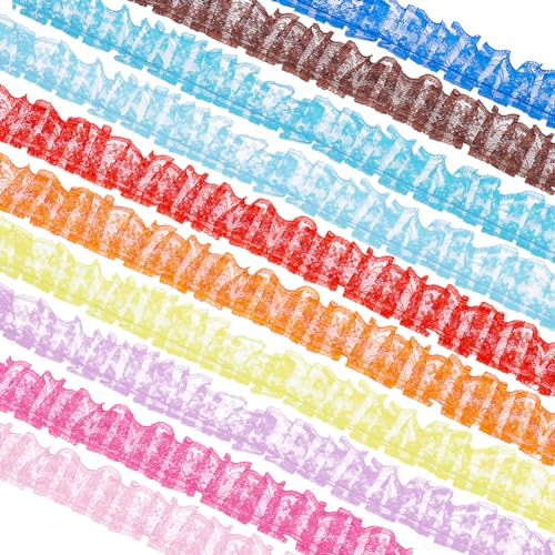WADORN 35 m 10 Farben Spitzenbänder Mit Rüschen, 22 mm Breites Mehrfarbiges Plissiertes Spitzenband Rüschenstoff Bestickter Spitzenbesatz Zum Nähen Band Mit Gewelltem Rand Für Haarschmuck Basteln WADORN 35 m 10 Farben Spitzenbänder Mit Rüschen, 22 mm Breites Mehrfarbiges Plissiertes Spitzenband Rüschenstoff Bestickter Spitzenbesatz Zum Nähen Band Mit Gewelltem Rand Für Haarschmuck Basteln von WADORN