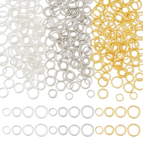 WADORN 360 Stück 3 Farbe 4 Größen Biegeringe Zur Schmuckherstellung, 5/6/7/8mm 18 Karat Vergoldetes Messing Rund Geschlossene Biegeringe Ohrstecker Zubehör Für DIY Armbänder Und Halsketten WADORN 360 Stück 3 Farbe 4 Größen Biegeringe Zur Schmuckherstellung, 5/6/7/8mm 18 Karat Vergoldetes Messing Rund Geschlossene Biegeringe Ohrstecker Zubehör Für DIY Armbänder Und Halsketten von WADORN