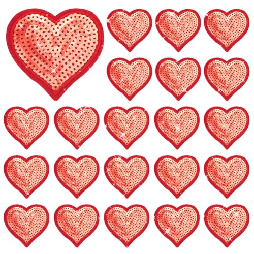 WADORN 38pcs Pailletten Herz Bügeleisen auf Patches, Rotes Herz Form Nähen auf Applique bestickt Patches Glitter Applique für DIY Handwerk Kleidung Muttertag Valentine Taschen Dekor WADORN 38pcs Pailletten Herz Bügeleisen auf Patches, Rotes Herz Form Nähen auf Applique bestickt Patches Glitter Applique für DIY Handwerk Kleidung Muttertag Valentine Taschen Dekor von WADORN