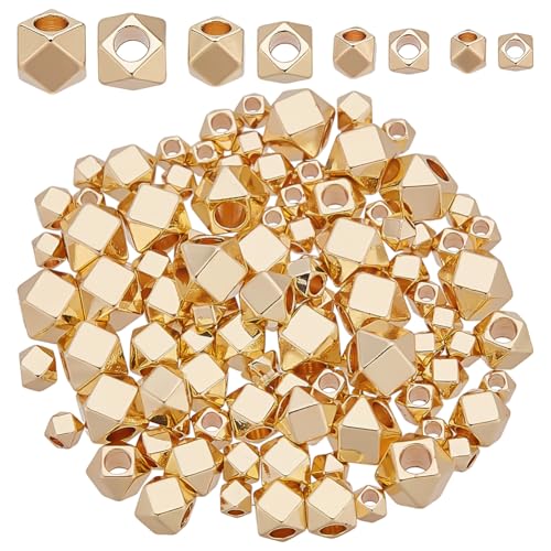 WADORN 4 Größe 14K Vergoldete Facettierte Würfelperlen, 100 Stück Kleine Messing Abstandsperlen 1.2 2.4mm Loch Loses Polygon Metall Abstandsloch Für DIY Halsketten Armbänder Schmuckherstellung WADORN 4 Größe 14K Vergoldete Facettierte Würfelperlen, 100 Stück Kleine Messing Abstandsperlen 1.2 2.4mm Loch Loses Polygon Metall Abstandsloch Für DIY Halsketten Armbänder Schmuckherstellung von WADORN