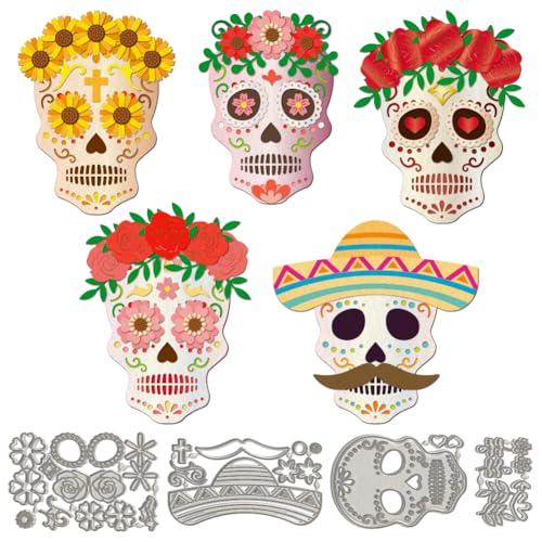 WADORN 4 Stück Metallstanzungen Mit Totenkopf Und Blume Halloween Totenkopf Prägerahmen Stanzformen Aus Karbonstahl Metall Totenkopf Schild Malerei Stanzungen Für Fotoalbum Karten Dekorationszubehör WADORN 4 Stück Metallstanzungen Mit Totenkopf Und Blume Halloween Totenkopf Prägerahmen Stanzformen Aus Karbonstahl Metall Totenkopf Schild Malerei Stanzungen Für Fotoalbum Karten Dekorationszubehör von WADORN
