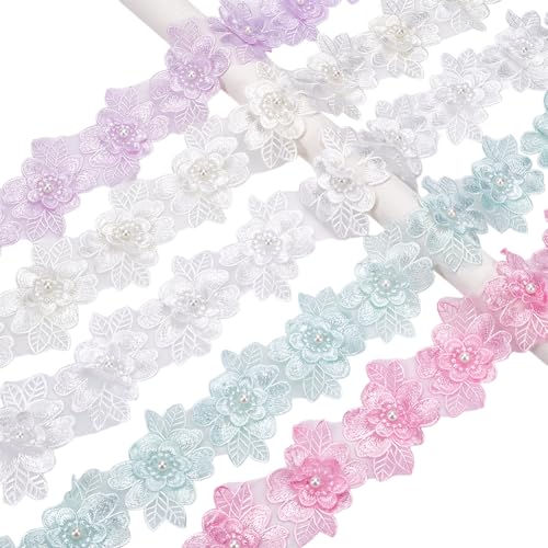 WADORN 4.5 m 5 Farben 3D Organza Blume Trim, 71.5mm Stickerei Perle florale Spitze Band Nähen Spitze Vintage Einfassung Trimmings Stoff für Braut Hochzeit Applique Kleid DIY Craft Verschönerung WADORN 4.5 m 5 Farben 3D Organza Blume Trim, 71.5mm Stickerei Perle florale Spitze Band Nähen Spitze Vintage Einfassung Trimmings Stoff für Braut Hochzeit Applique Kleid DIY Craft Verschönerung von WADORN