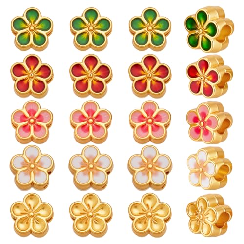 WADORN 40 Stück 5 Farben Emaille Perlen, Großes Loch Blume Europäische Lose Abstandsperlen Bulk Legierung Emaille Blume Armbänder Halsketten DIY Basteln Schmuckherstellung WADORN 40 Stück 5 Farben Emaille Perlen, Großes Loch Blume Europäische Lose Abstandsperlen Bulk Legierung Emaille Blume Armbänder Halsketten DIY Basteln Schmuckherstellung von WADORN