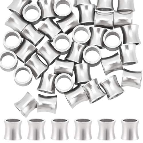 WADORN 40 Stück Edelstahl Spalte Spacer Perlen, 8x8mm Glattes Poliertes Metall Tibetischen Silber Rohr losen Perle großes Loch Europäischen Schmuck Spacer Perlen für DIY Armband Halskette Schmuck von WADORN