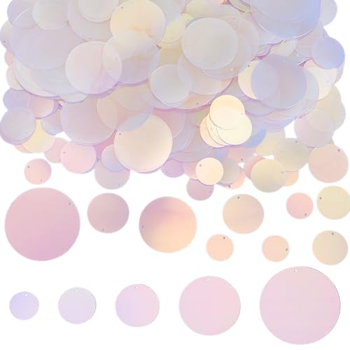 WADORN 440Pcs Lose Flach Runde Pailletten, 19mm/25mm/29mm/40mm/52mm Regenbogen Schillernde PVC Pailletten Applique Paillette Verschönerung Ornament mit Löchern für DIY Nähen Stickerei Kunsthandwerk von WADORN