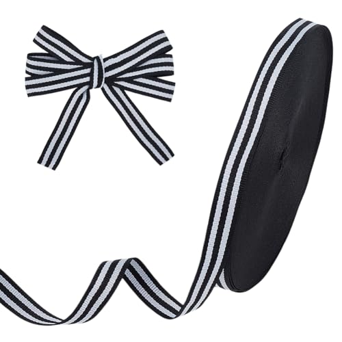 WADORN 45.72 m Ripsband Aus Schwarzem Gestreiftem Stoff, 15mm Breites Schwarz Weiß Gestreiftes Band Schwarz Weiße Verzierungen Zubehör Für Verpacken von Geschenken Hochzeitssträuße WADORN 45.72 m Ripsband Aus Schwarzem Gestreiftem Stoff, 15mm Breites Schwarz Weiß Gestreiftes Band Schwarz Weiße Verzierungen Zubehör Für Verpacken von Geschenken Hochzeitssträuße von WADORN