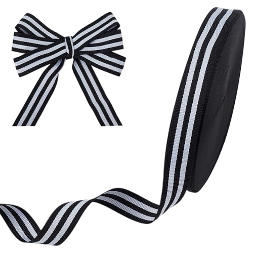WADORN 45.72 m Ripsband Aus Schwarzem Gestreiftem Stoff, 20mm Breites Schwarz Weiß Gestreiftes Band Schwarz Weiße Verzierungen Zubehör Für Verpacken von Geschenken Hochzeitssträuße WADORN 45.72 m Ripsband Aus Schwarzem Gestreiftem Stoff, 20mm Breites Schwarz Weiß Gestreiftes Band Schwarz Weiße Verzierungen Zubehör Für Verpacken von Geschenken Hochzeitssträuße von WADORN