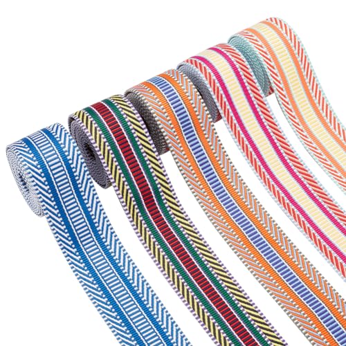 WADORN 5-Farben-Jacquard-Bandbesatz, 10 Yards 50 mm Bestickter Besatz, Böhmisches, Gestreiftes, Gewebtes Band, Stoffschrägband, DIY-Kleidungstasche, Nähen, Bastelzubehör WADORN 5-Farben-Jacquard-Bandbesatz, 10 Yards 50 mm Bestickter Besatz, Böhmisches, Gestreiftes, Gewebtes Band, Stoffschrägband, DIY-Kleidungstasche, Nähen, Bastelzubehör von WADORN