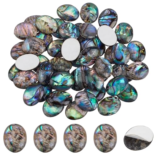 WADORN 50 Stück Abalone Muschel Cabochons, 10x8mm Abalone Imitation Flach Rund Lose Cabochons Ohne Loch Bunt Einseitig Oval Paua Stein Muschel Cabochons Zum Selbermachen Basteln Armbänder Halsketten WADORN 50 Stück Abalone Muschel Cabochons, 10x8mm Abalone Imitation Flach Rund Lose Cabochons Ohne Loch Bunt Einseitig Oval Paua Stein Muschel Cabochons Zum Selbermachen Basteln Armbänder Halsketten von WADORN