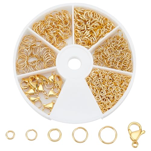 WADORN 530 Stück 24 Karat Vergoldete, 4mm 5mm 6mm 7mm 8mm Offene Biegeringe Mit 10 Stück Karabinerhaken 304 Edelstahl Halsketten Armbandverschlüsse Schmuckzubehör DIY Basteln Befestigungshaken WADORN 530 Stück 24 Karat Vergoldete, 4mm 5mm 6mm 7mm 8mm Offene Biegeringe Mit 10 Stück Karabinerhaken 304 Edelstahl Halsketten Armbandverschlüsse Schmuckzubehör DIY Basteln Befestigungshaken von WADORN