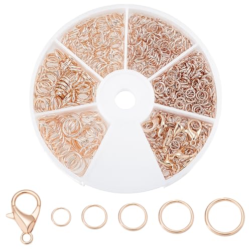 WADORN 530 Stück 5 Stile Biegeringe In Roségold, 4/5/6/7/8mm Offener Biegering Aus Eisen Mit 12x6mm 10 Teiligen Karabinerverschlüssen Aus Legierung Schmuckherstellungszubehör Schmuckfundament Set WADORN 530 Stück 5 Stile Biegeringe In Roségold, 4/5/6/7/8mm Offener Biegering Aus Eisen Mit 12x6mm 10 Teiligen Karabinerverschlüssen Aus Legierung Schmuckherstellungszubehör Schmuckfundament Set von WADORN