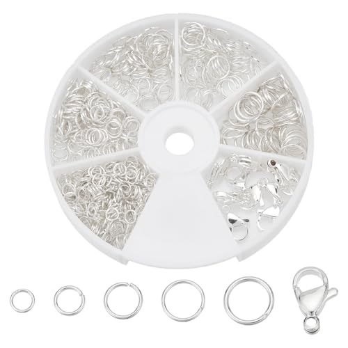 WADORN 530 Stück Set Mit Offenen Biegeringen, 4mm 5mm 6mm 7mm 8mm Runde Offene Biegeringe Mit 10 Stück 304 Karabinerverschlüssen Aus Edelstahl Ohrringverbinder Für Selbstgemachte Armbänder Halsketten von WADORN