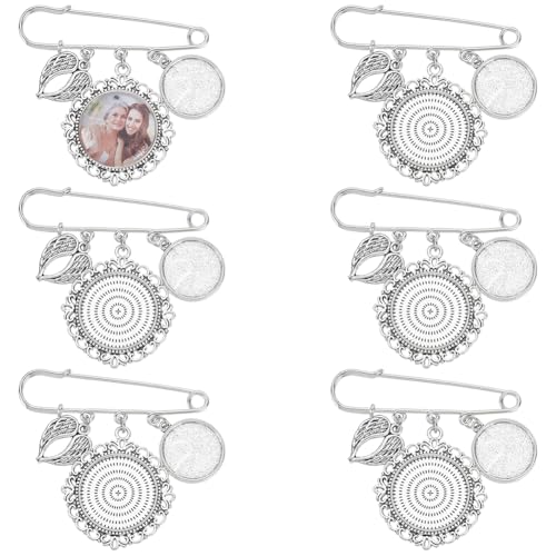 WADORN 6 Sets Hochzeitsstrauß Foto Charms Making Kit, flacher runder Rahmen Gedenkbild DIY Pin Brosche Engelsflügel Foto Charme Sicherheitsnadel Memory Brosche mit Glas Cabochon für Hochzeit WADORN 6 Sets Hochzeitsstrauß Foto Charms Making Kit, flacher runder Rahmen Gedenkbild DIY Pin Brosche Engelsflügel Foto Charme Sicherheitsnadel Memory Brosche mit Glas Cabochon für Hochzeit von WADORN