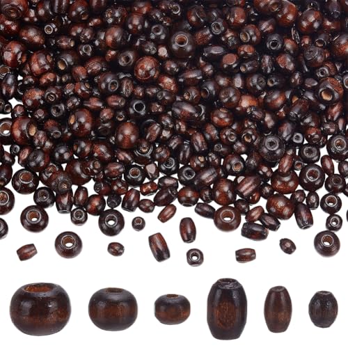 WADORN 600 Stück 6 Stile Natürliche Runde Abstandsperlen Aus Holz, 6-10mm Haarperlen Aus Naturholz Großes Loch Braun Schwarz Lose Holz Abstandshalter Kugelperlen Für Makramee Haarzöpfe, 2-3mm Loch WADORN 600 Stück 6 Stile Natürliche Runde Abstandsperlen Aus Holz, 6-10mm Haarperlen Aus Naturholz Großes Loch Braun Schwarz Lose Holz Abstandshalter Kugelperlen Für Makramee Haarzöpfe, 2-3mm Loch von WADORN