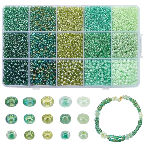 WADORN 7410 Stück 15 Stile Grüne Glasperlen Kleines Pony Bunt Winzige Runde Mini Abstandshalter Lose Perlen Masse Für DIY Armbänder Halsketten Ohrringe Schmuck Basteln St. Patrick'S Day WADORN 7410 Stück 15 Stile Grüne Glasperlen Kleines Pony Bunt Winzige Runde Mini Abstandshalter Lose Perlen Masse Für DIY Armbänder Halsketten Ohrringe Schmuck Basteln St. Patrick'S Day von WADORN