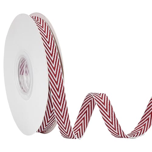 WADORN 9 m Rotes Fischgrätenband, 10mm Breites Twillband Doppelseitiges Polyester Rot Weiß Gestreift Verzierungszubehör Zum Selbernähen Für Kleidungsgürtel Hüte Geschenkverpackungen Rucksäcke WADORN 9 m Rotes Fischgrätenband, 10mm Breites Twillband Doppelseitiges Polyester Rot Weiß Gestreift Verzierungszubehör Zum Selbernähen Für Kleidungsgürtel Hüte Geschenkverpackungen Rucksäcke von WADORN