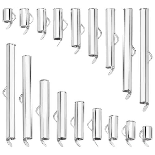 WADORN 90 Stück 9 Größen Schiebeverschluss, 6-39.5mm Messingrohr Kugelperlen Schieber Crimp Mehrsträngige Halskette Armband Endverschluss Schmuckherstellung Beschläge Für Heimwerkerarbeiten Silbern WADORN 90 Stück 9 Größen Schiebeverschluss, 6-39.5mm Messingrohr Kugelperlen Schieber Crimp Mehrsträngige Halskette Armband Endverschluss Schmuckherstellung Beschläge Für Heimwerkerarbeiten Silbern von WADORN