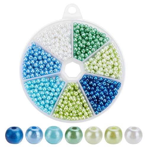 WADORN 910 Stück Glasperlen In Zwei Farben. 4mm 5mm Mehrfarbige Runde Perlen Lose Perlen Schmuckherstellung Glänzende Perlen Abstandshalter Glasperlen Mit Löchern Für Die DIY Schmuckherstellung WADORN 910 Stück Glasperlen In Zwei Farben. 4mm 5mm Mehrfarbige Runde Perlen Lose Perlen Schmuckherstellung Glänzende Perlen Abstandshalter Glasperlen Mit Löchern Für Die DIY Schmuckherstellung von WADORN