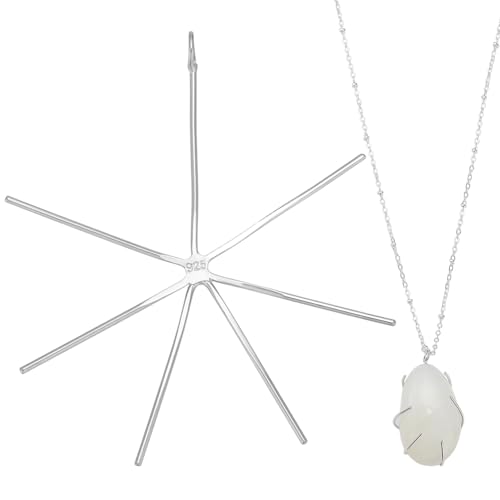WADORN Anhänger aus 925er Sterlingsilber, blanko, 6 Zinken, roher Edelstein, Krallenfassung, Anhängerhalter, verstellbar, unregelmäßiger Stein, Kristallverschluss, Zinken-Halskettenhalter für WADORN Anhänger aus 925er Sterlingsilber, blanko, 6 Zinken, roher Edelstein, Krallenfassung, Anhängerhalter, verstellbar, unregelmäßiger Stein, Kristallverschluss, Zinken-Halskettenhalter für von WADORN