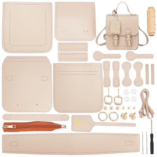WADORN Bastelset Für Umhängetaschen Aus Leder, PU-Leder-Umhängetasche, Schnittmuster, Materialien, Bastelset, Handarbeit, Damen-Geldbörsen-Herstellungszubehör, 17x16x7cm (Aprikose) von WADORN