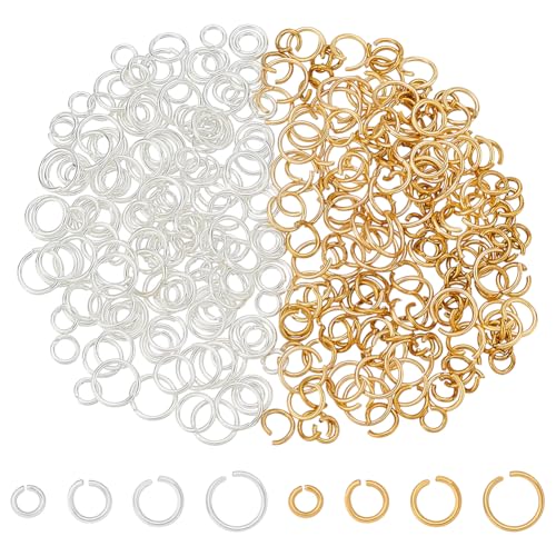 WADORN Binderinge mit 18 Karat vergoldet, offene Binderinge, 4/5/6/7 mm, silberfarben, goldfarben, 304 Edelstahl, Binderinge, für Halsketten, Schmuckherstellung, Zubehör, Kits für Schlüsselanhänger WADORN Binderinge mit 18 Karat vergoldet, offene Binderinge, 4/5/6/7 mm, silberfarben, goldfarben, 304 Edelstahl, Binderinge, für Halsketten, Schmuckherstellung, Zubehör, Kits für Schlüsselanhänger von WADORN