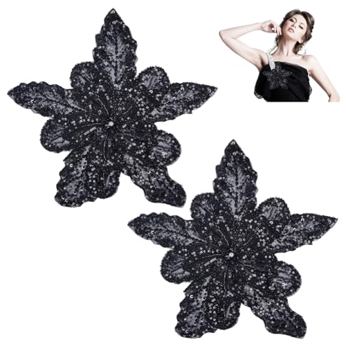 WADORN Blumenform-Stickapplikation, 31x31 cm Blumen-Spitzen-Flicken, Perlen, Blumen, Blatt, Zum Aufbügeln, Zum Aufnähen, Für DIY, Hochzeit, Brautkleid, Nähen, Basteln, Kleidung, Ornamente, Schwarz WADORN Blumenform-Stickapplikation, 31x31 cm Blumen-Spitzen-Flicken, Perlen, Blumen, Blatt, Zum Aufbügeln, Zum Aufnähen, Für DIY, Hochzeit, Brautkleid, Nähen, Basteln, Kleidung, Ornamente, Schwarz von WADORN