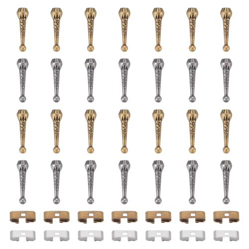 WADORN Bolo-Krawatten-Findungs-Set, Vintage-Bolo-Krawattenspitzen, Ersatz-Endkappen, Zubehör, 16 rechteckige Schiebeverschlüsse und 32 Kordelenden aus Legierung für selbstgemachte Brieftaschen von WADORN