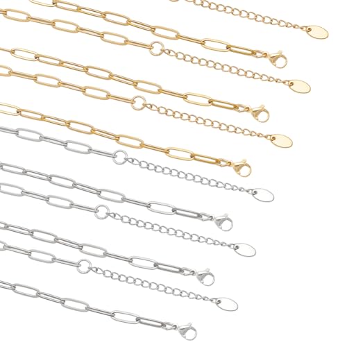 WADORN Büroklammerketten, 2 Farben, 304 Edelstahl, 40,1 cm, verstellbare Glieder-Halskette, lose Lötkabel, lange Bastelkette für Schmuckherstellung, DIY, Handwerk, Armband, Knöchel, 12 Stück WADORN Büroklammerketten, 2 Farben, 304 Edelstahl, 40,1 cm, verstellbare Glieder-Halskette, lose Lötkabel, lange Bastelkette für Schmuckherstellung, DIY, Handwerk, Armband, Knöchel, 12 Stück von WADORN