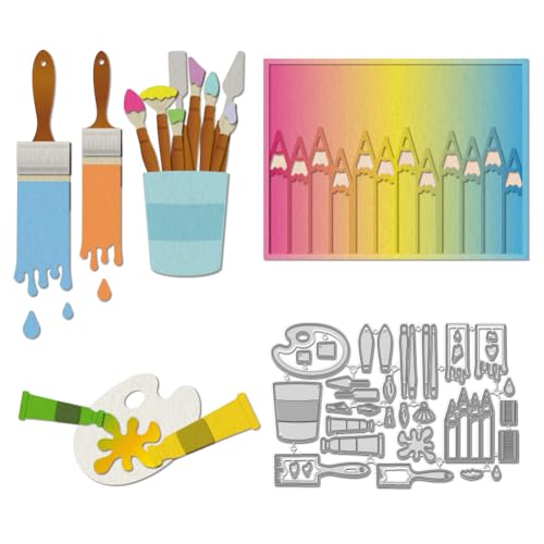 WADORN Bunte Metall Malwerkzeuge Stanzteile, Kunstpinsel Pigmentschaber Kohlenstoffstahl Zeichnungspinsel-Stanzformen Schnittschablonen Malkarten Papier Metall Stanzsets für Papier Handwerk Cards WADORN Bunte Metall Malwerkzeuge Stanzteile, Kunstpinsel Pigmentschaber Kohlenstoffstahl Zeichnungspinsel-Stanzformen Schnittschablonen Malkarten Papier Metall Stanzsets für Papier Handwerk Cards von WADORN