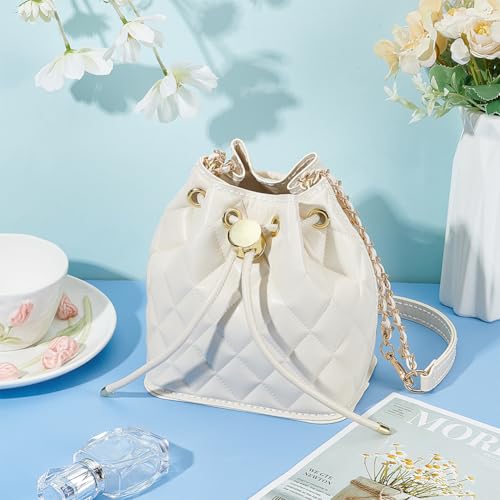 WADORN DIY Bausatz Zur Herstellung Einer Beuteltasche Aus PU Leder Handgefertigte Umhängetasche Näh Und Stricksets Materialien Zur Handtaschenherstellung Zubehör Für Die Herstellung, Weiß von WADORN