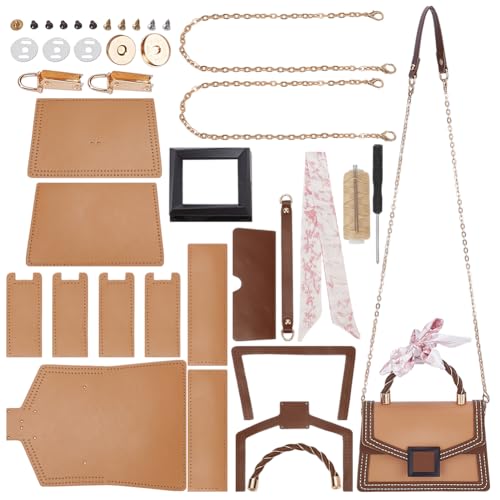 WADORN DIY Fashion Lady Top Handle Schultertasche Herstellungsset Kunstleder Handgefertigtes Set Zum Nähen von Ledertaschen Damen Umhängetaschen DIY Kit Zur Taschenherstellung, Braun WADORN DIY Fashion Lady Top Handle Schultertasche Herstellungsset Kunstleder Handgefertigtes Set Zum Nähen von Ledertaschen Damen Umhängetaschen DIY Kit Zur Taschenherstellung, Braun von WADORN