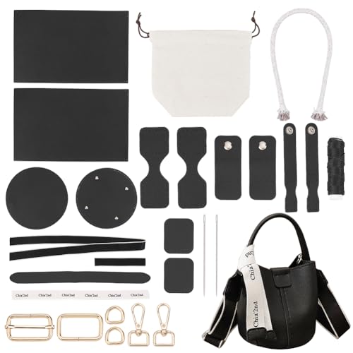 WADORN DIY-Set Zur Herstellung von PU-Ledertaschen Für Damen, Handtaschen-Nähset Für Erwachsene, DIY-Beuteltaschen-Herstellungsset Mit Gefütterten, DIY-Geldbeutel-Herstellungs, 17x17x17 cm, Schwarz von WADORN