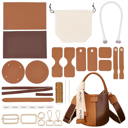 WADORN DIY-Set Zur Herstellung von PU-Ledertaschen Für Damen, Handtaschen-Nähset Für Erwachsene, DIY-Beuteltaschen-Herstellungsset Mit Gefütterten, DIY-Geldbeutel-Herstellungs, 17x17x17 cm, Braun von WADORN