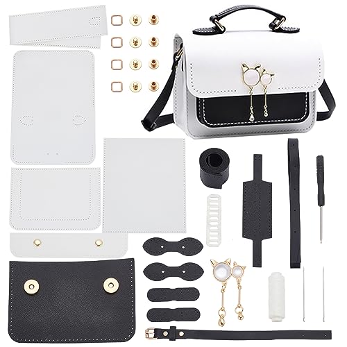 WADORN DIY-Set Zur Herstellung von Umhängetaschen Aus PU-Leder, Handgefertigte Näh-Umhängetasche, Herstellung Aller Materialien Mit Anleitung, Zubehör Für Die von Lederhandtaschen, 19x6x15cm, Schwarz von WADORN